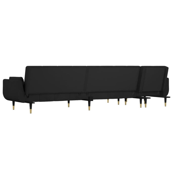 Divano Letto a L Nero 275x140x70 cm in Velluto 3157209