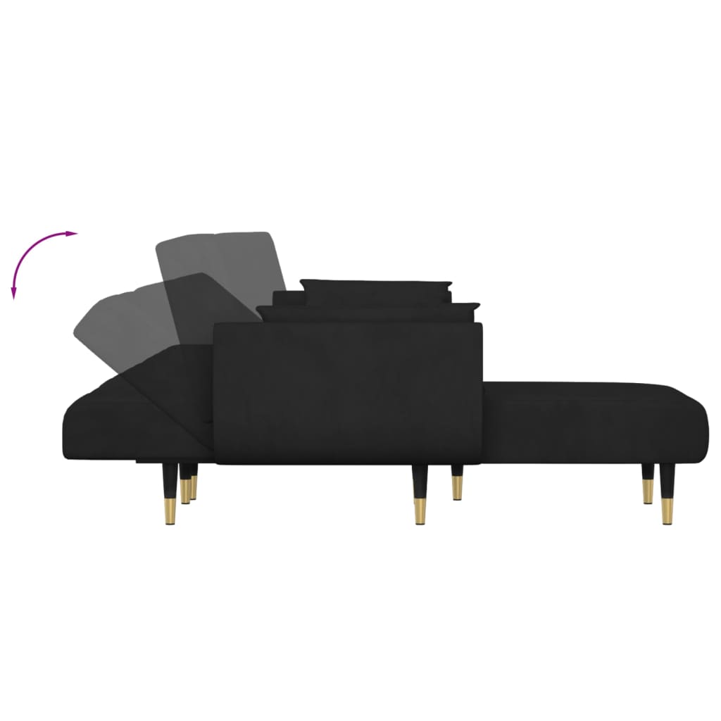 Divano Letto a L Nero 275x140x70 cm in Velluto 3157209