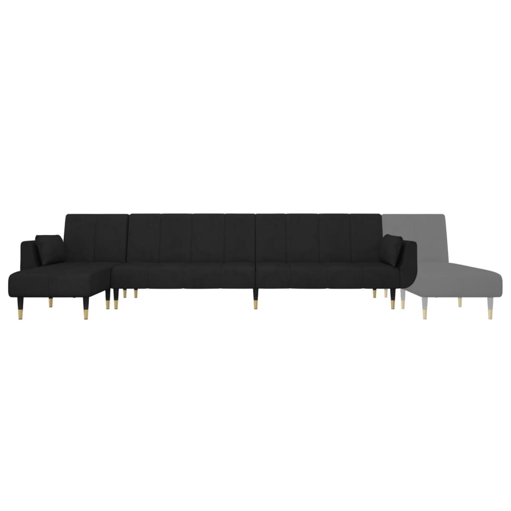 Divano Letto a L Nero 275x140x70 cm in Velluto 3157209