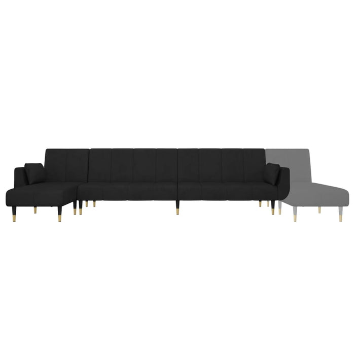 Divano Letto a L Nero 275x140x70 cm in Velluto 3157209