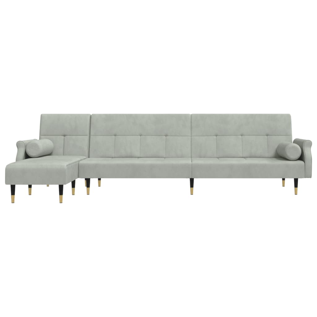 Divano Letto a L Grigio Chiaro 271x140x70 cm in Velluto 3157221