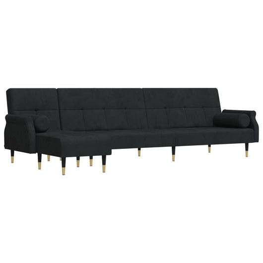 Divano Letto a L Nero 271x140x70 cm in Vellutocod mxl 117965