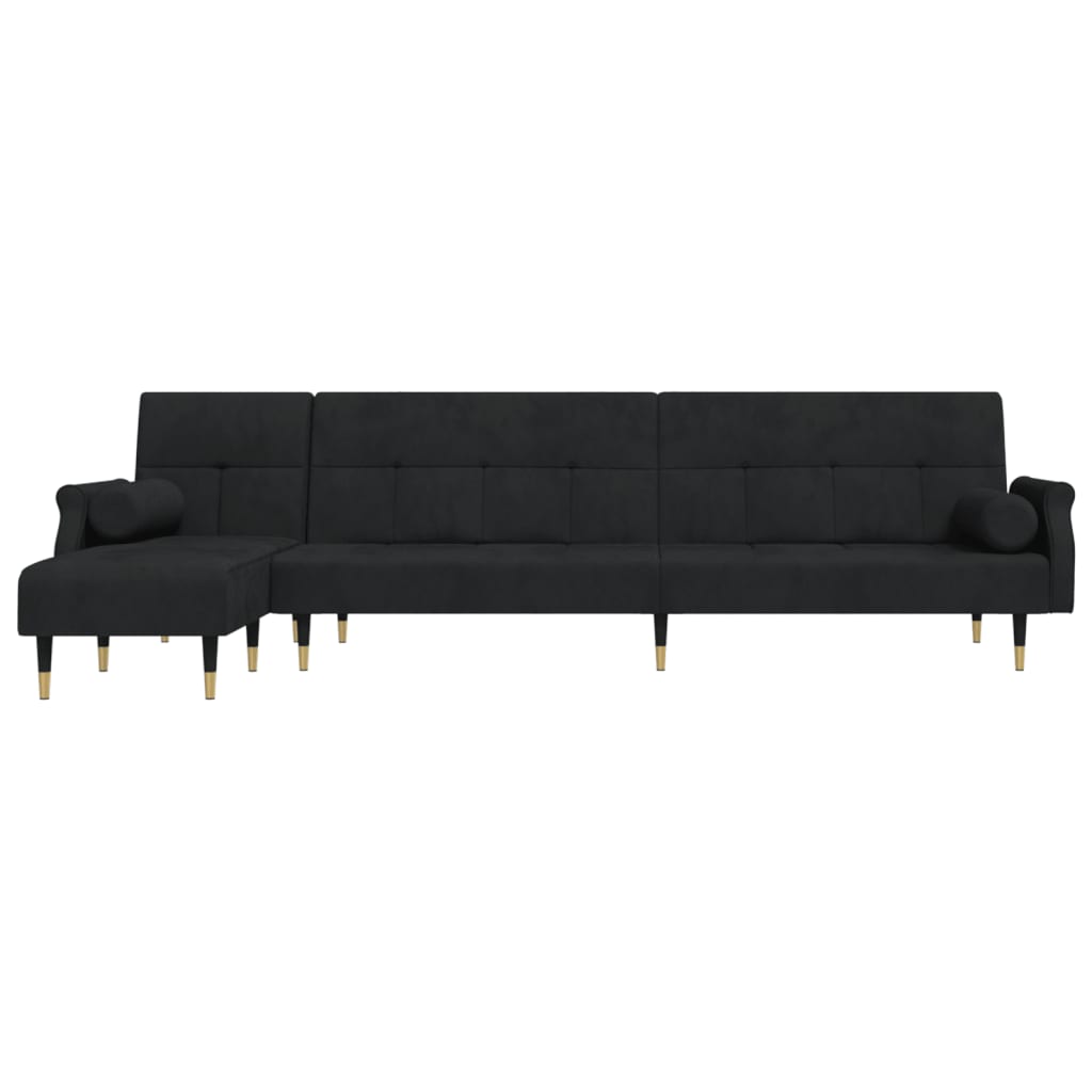 Divano Letto a L Nero 271x140x70 cm in Vellutocod mxl 117965