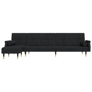 Divano Letto a L Nero 271x140x70 cm in Vellutocod mxl 117965