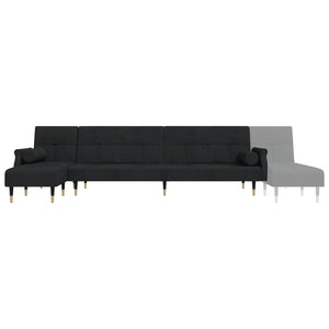 Divano Letto a L Nero 271x140x70 cm in Velluto 3157224