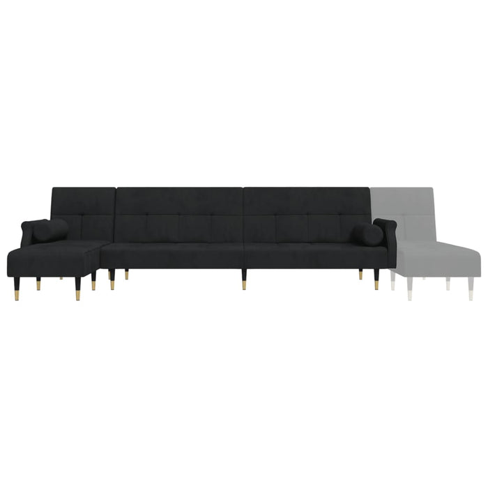 Divano Letto a L Nero 271x140x70 cm in Velluto 3157224