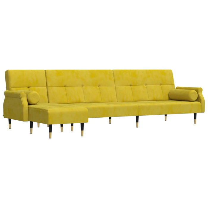 Divano Letto a L Giallo 271x140x70 cm in Velluto 3157225