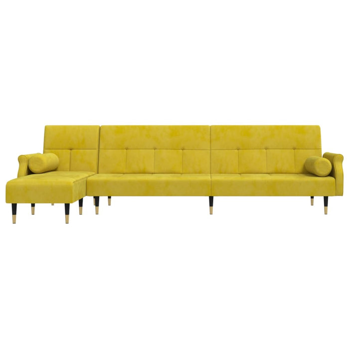 Divano Letto a L Giallo 271x140x70 cm in Velluto 3157225