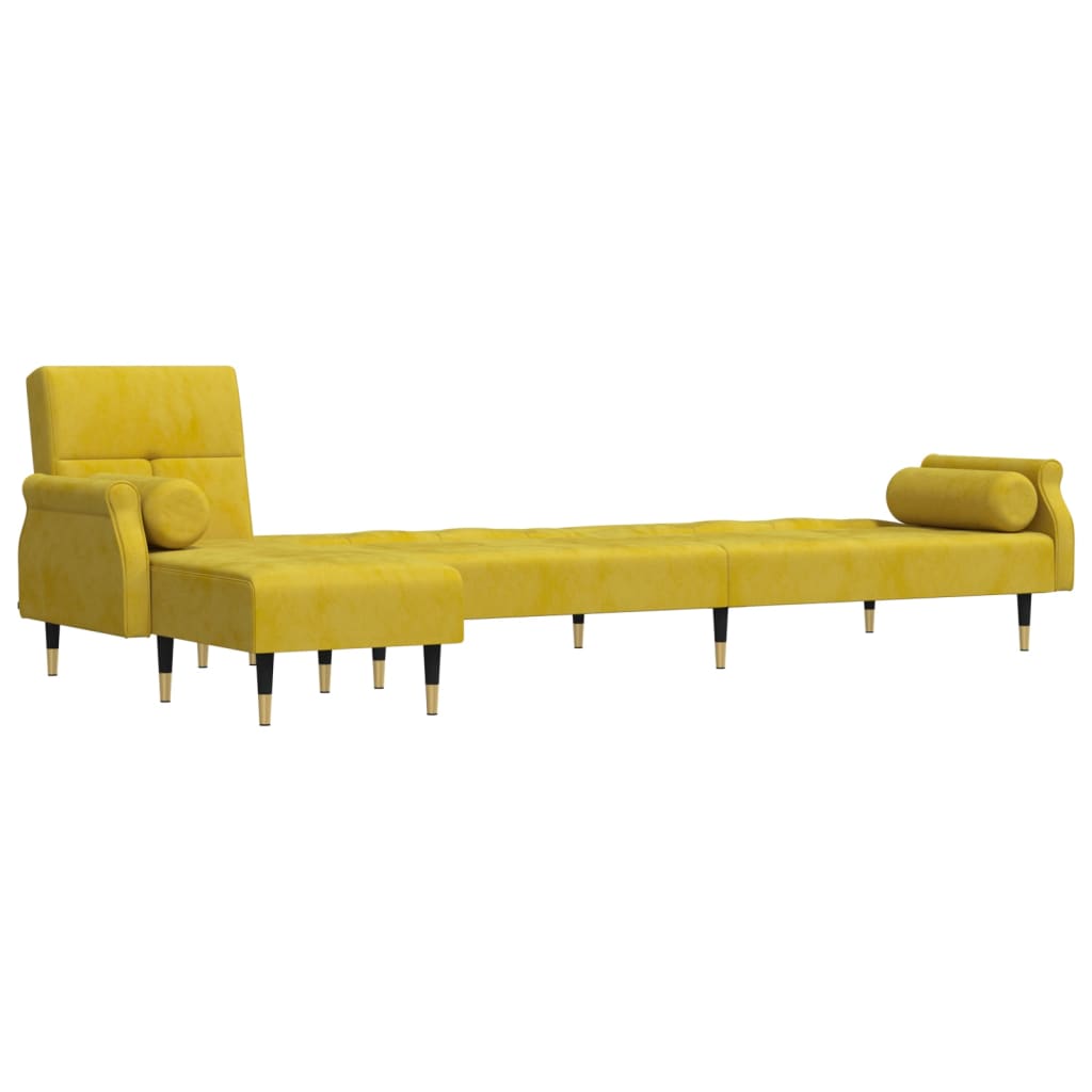 Divano Letto a L Giallo 271x140x70 cm in Velluto 3157225