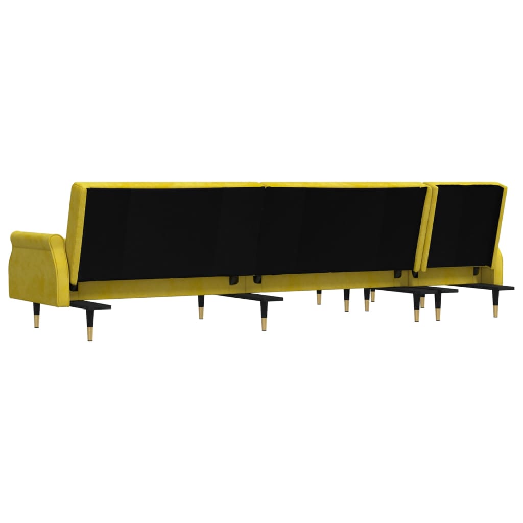 Divano Letto a L Giallo 271x140x70 cm in Velluto 3157225