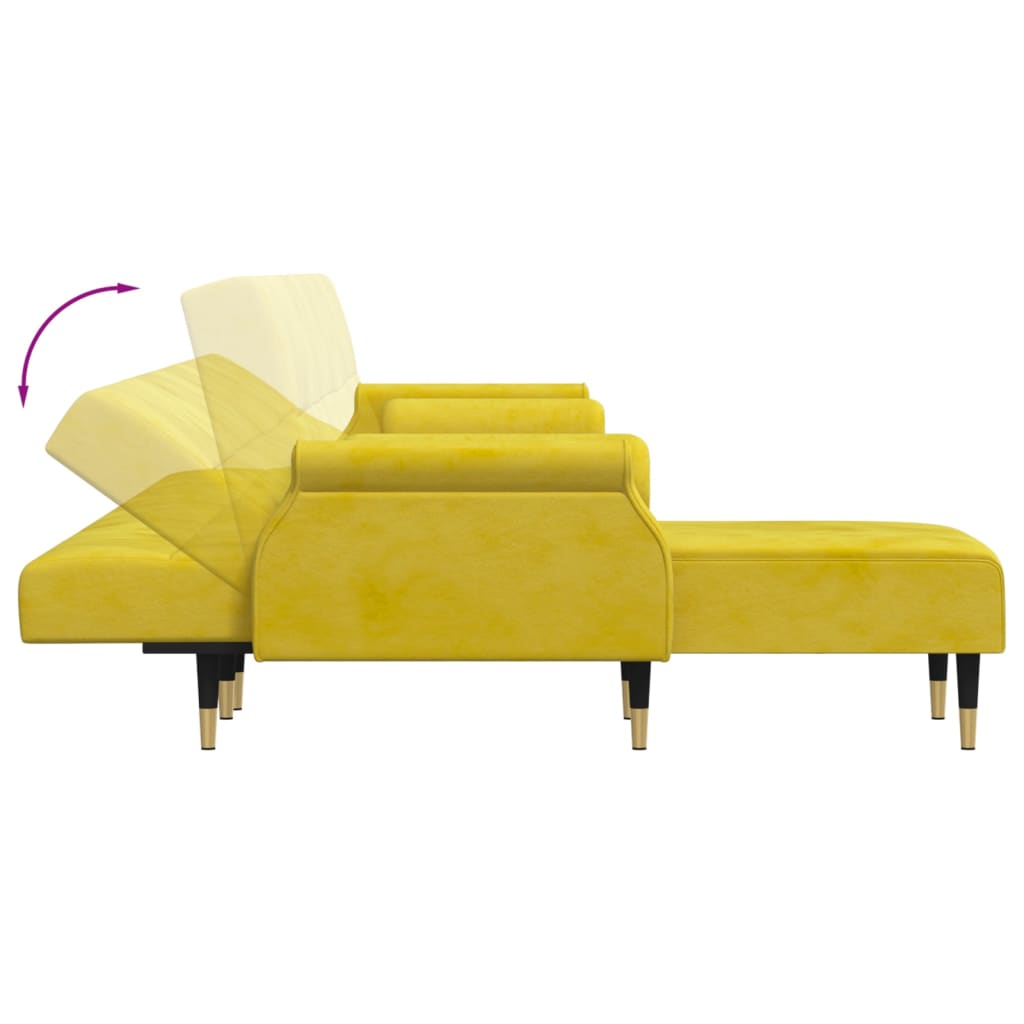 Divano Letto a L Giallo 271x140x70 cm in Velluto 3157225