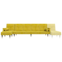 Divano Letto a L Giallo 271x140x70 cm in Velluto 3157225