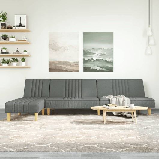 Divano Letto a L-Sofa Letto-Daybed Grigio Scuro 255x140x70 cm in Tessuto 856014