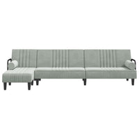 Divano Letto a L Grigio Chiaro 260x140x70 cm in Velluto 3157242