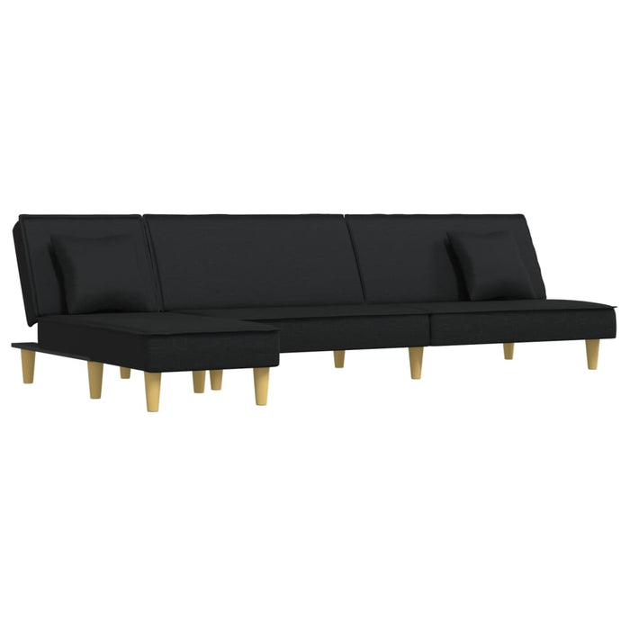 Divano Letto a L-Sofa Letto-Daybed Nero 255x140x70 cm in Tessuto