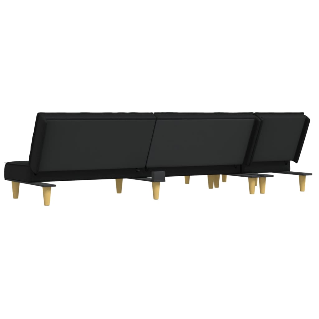 Divano Letto a L-Sofa Letto-Daybed Nero 255x140x70 cm in Tessuto