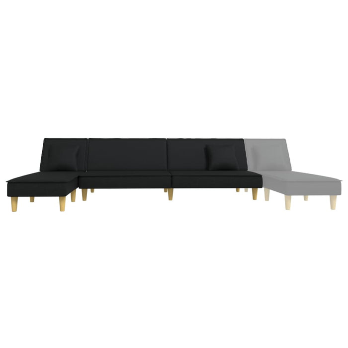 Divano Letto a L-Sofa Letto-Daybed Nero 255x140x70 cm in Tessuto