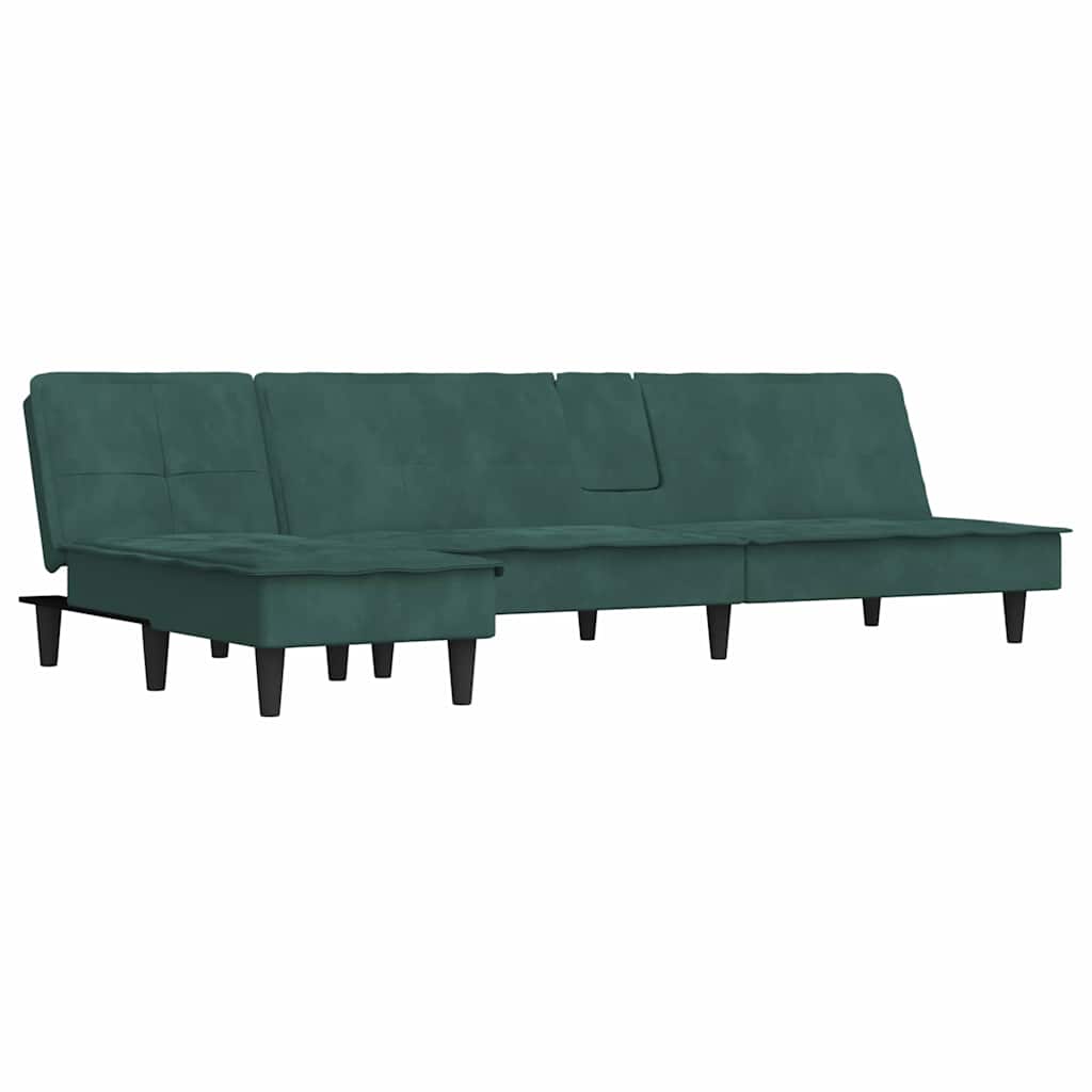 Divano Letto a L Verde Scuro 255x140x70 cm in Vellutocod mxl 70029