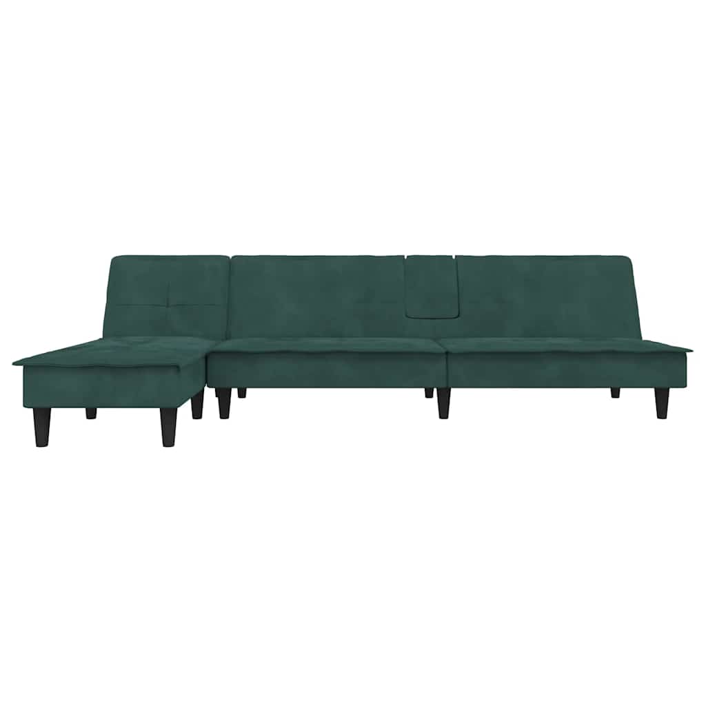 Divano Letto a L Verde Scuro 255x140x70 cm in Vellutocod mxl 70029