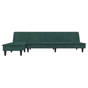 Divano Letto a L Verde Scuro 255x140x70 cm in Vellutocod mxl 70029