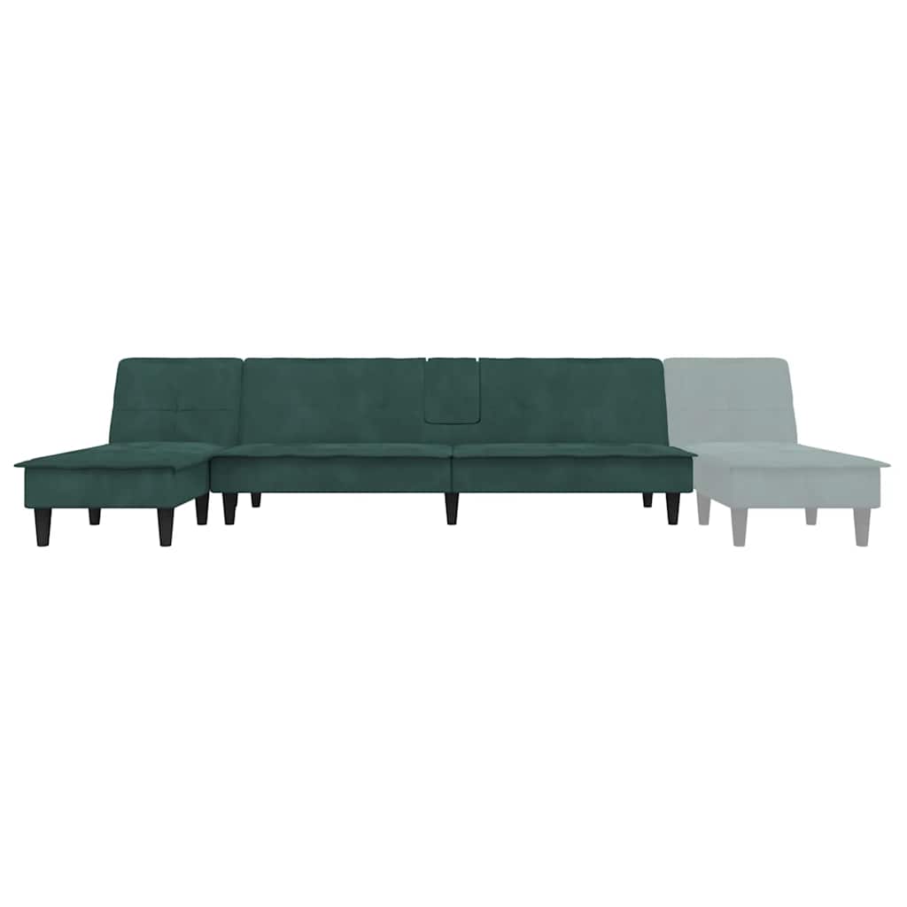 Divano Letto a L Verde Scuro 255x140x70 cm in Velluto 3157262