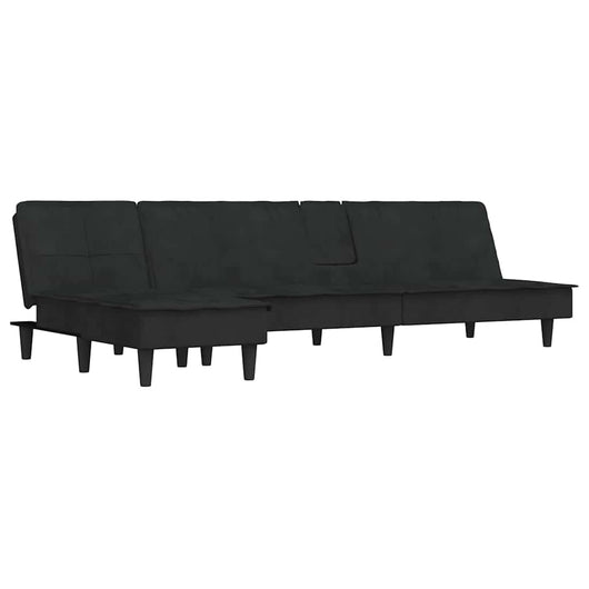 Divano Letto a L-Sofa Letto-Daybed Nero 255x140x70 cm in Velluto