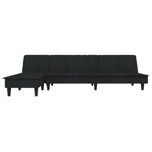 Divano Letto a L Nero 255x140x70 cm in Velluto 3157263