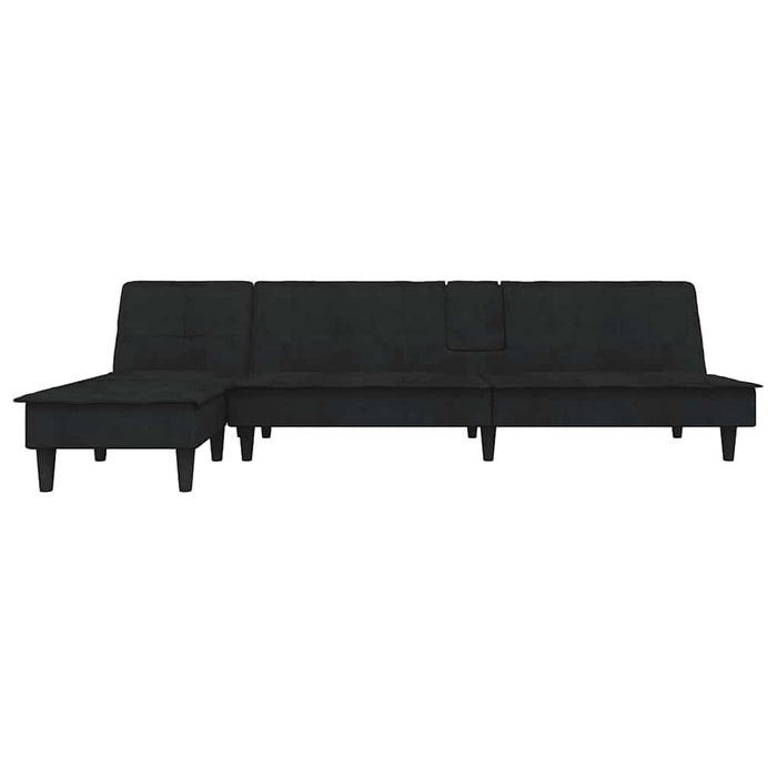 Divano Letto a L Nero 255x140x70 cm in Velluto 3157263