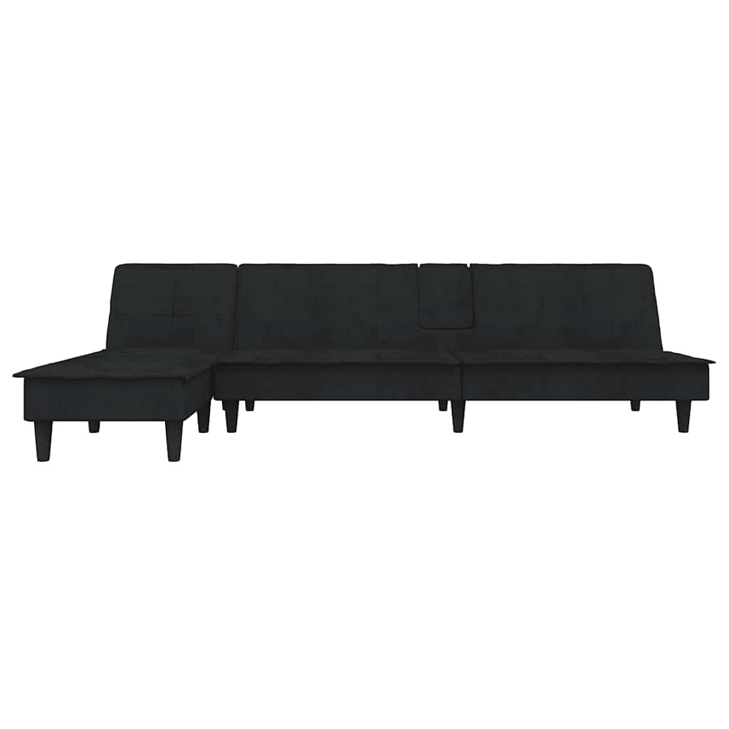 Divano Letto a L Nero 255x140x70 cm in Vellutocod mxl 100364