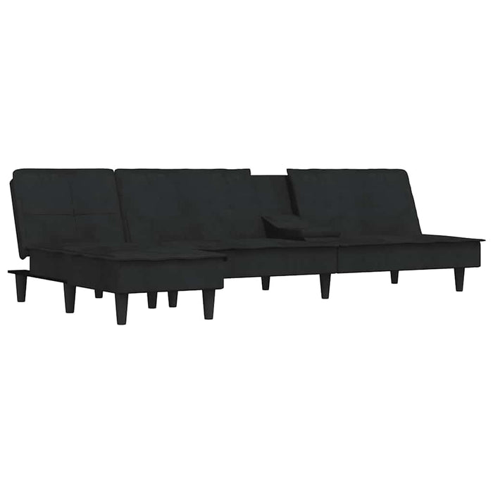 Divano Letto a L Nero 255x140x70 cm in Velluto 3157263