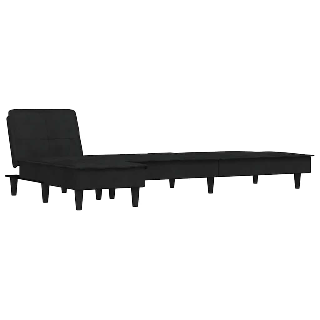 Divano Letto a L-Sofa Letto-Daybed Nero 255x140x70 cm in Velluto