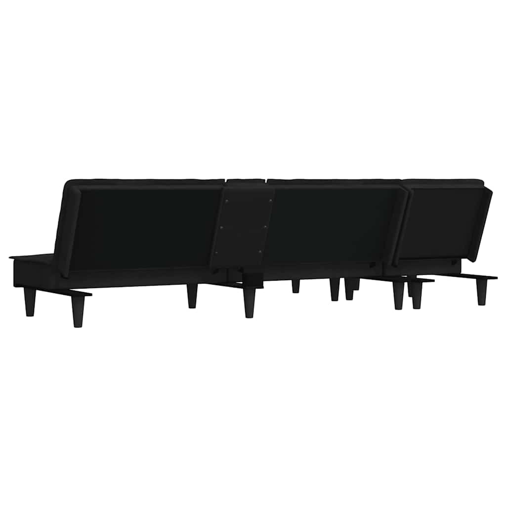 Divano Letto a L Nero 255x140x70 cm in Velluto 3157263