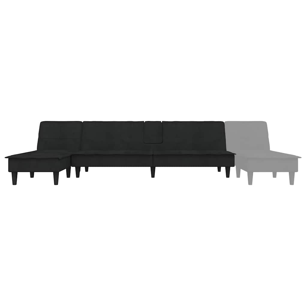Divano Letto a L Nero 255x140x70 cm in Velluto 3157263