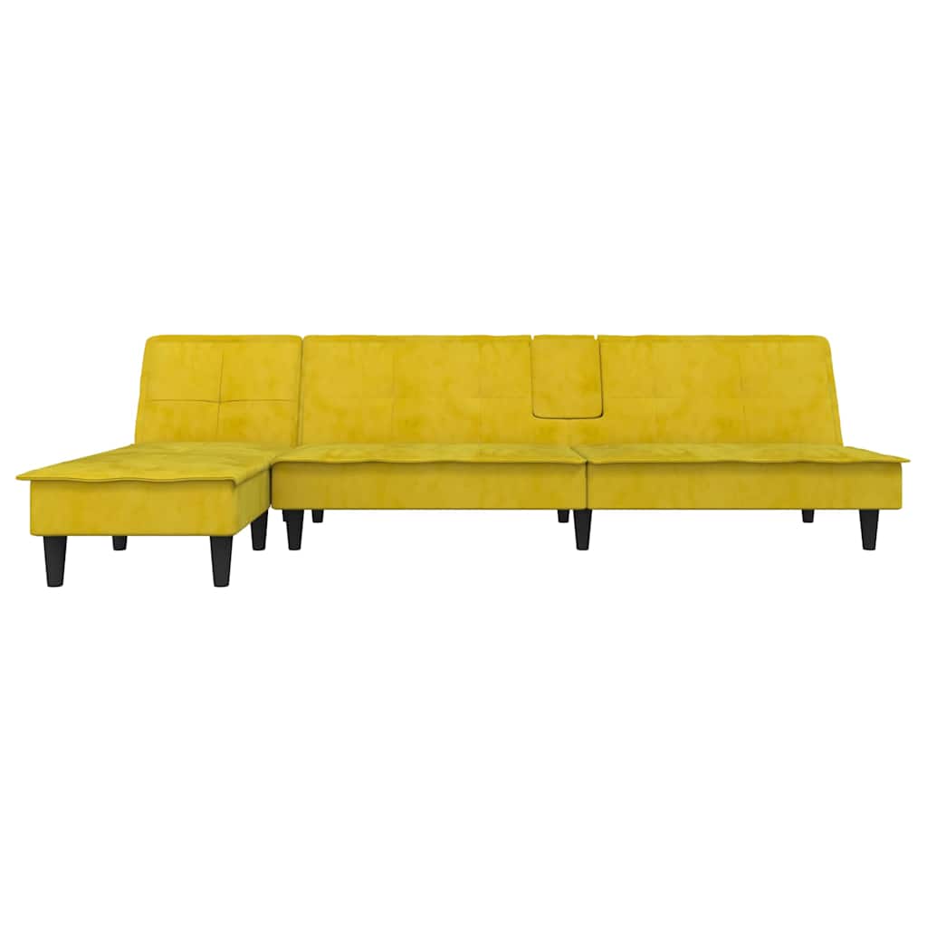 Divano Letto a L Giallo 255x140x70 cm in Velluto 3157264