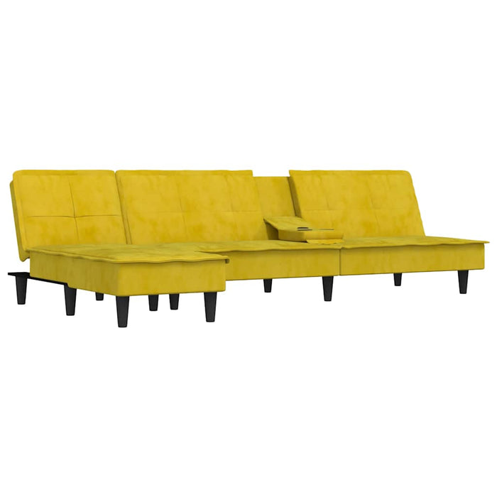 Divano Letto a L Giallo 255x140x70 cm in Velluto 3157264