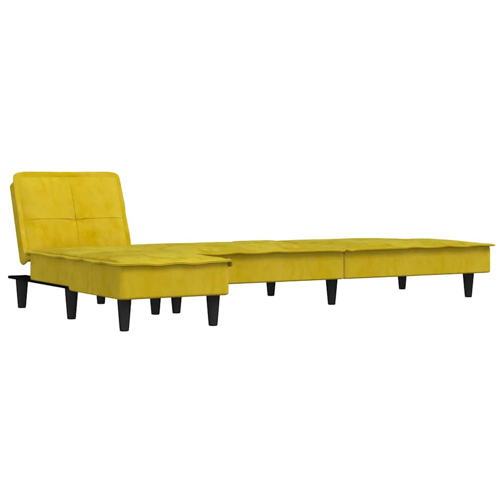 Divano Letto a L Giallo 255x140x70 cm in Velluto 3157264