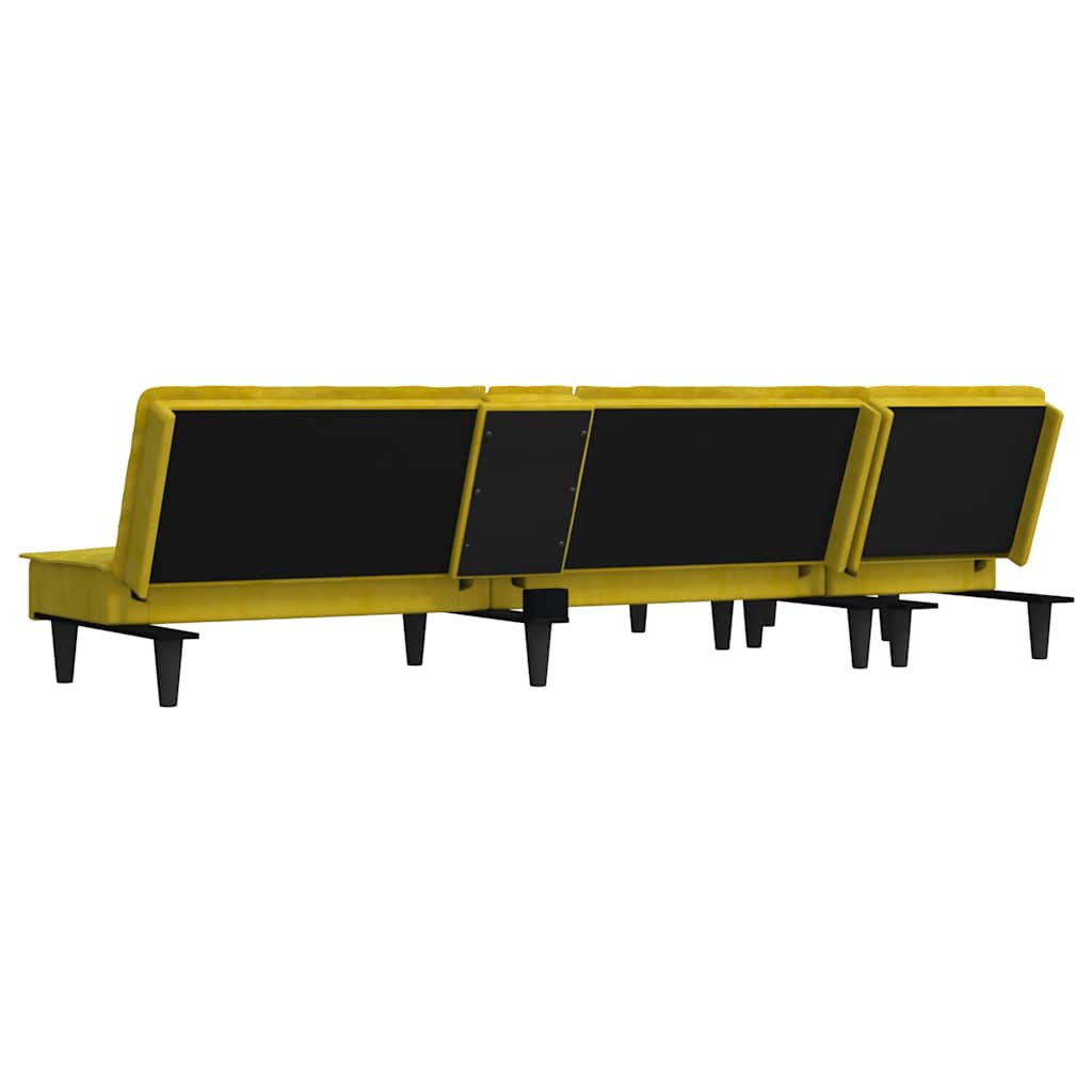 Divano Letto a L Giallo 255x140x70 cm in Velluto 3157264
