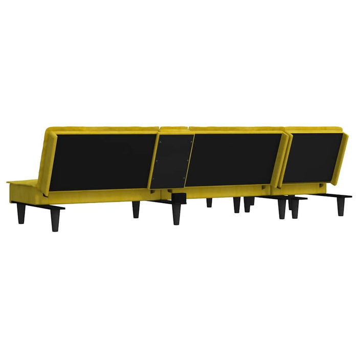 Divano Letto a L Giallo 255x140x70 cm in Velluto 3157264