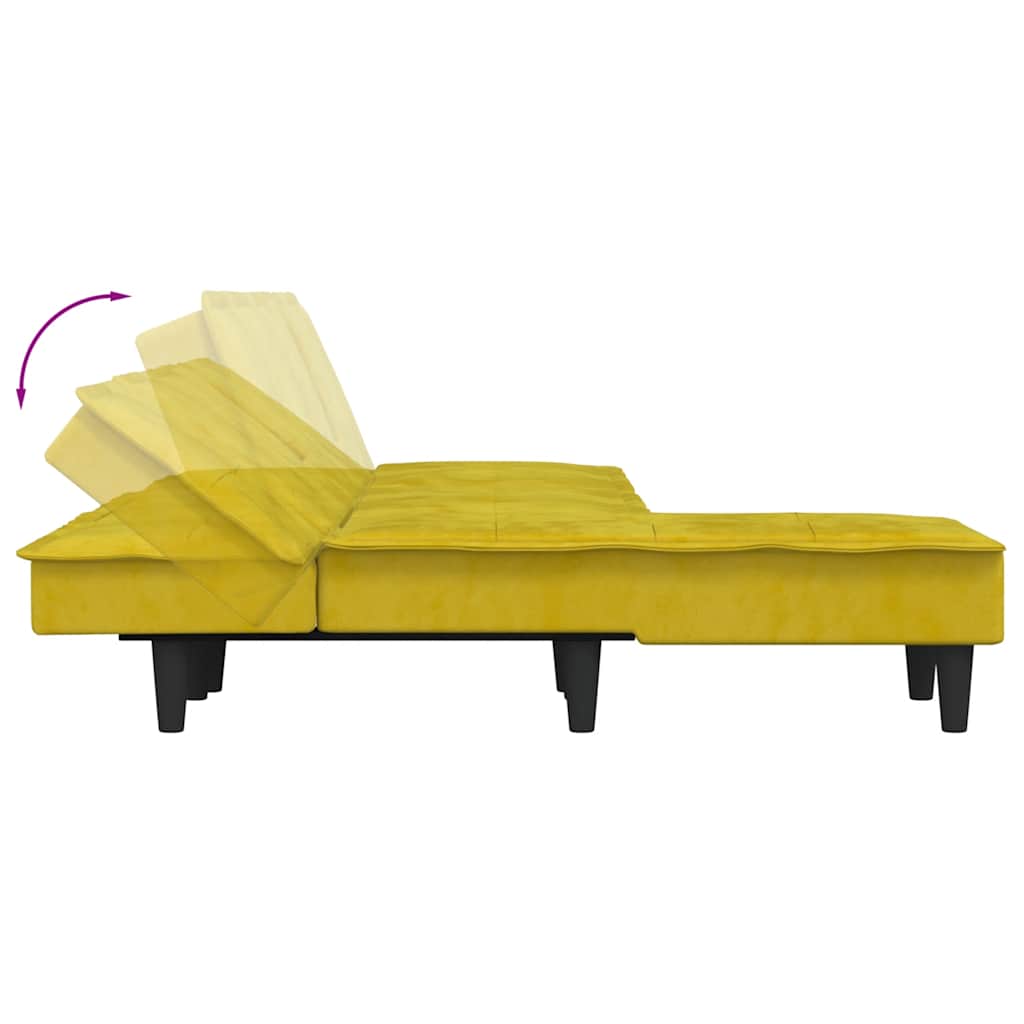 Divano Letto a L Giallo 255x140x70 cm in Velluto 3157264