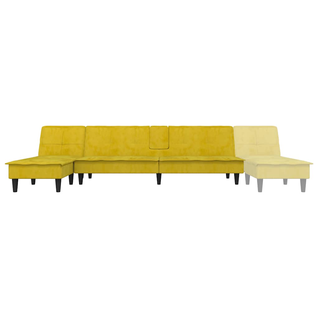 Divano Letto a L Giallo 255x140x70 cm in Velluto 3157264