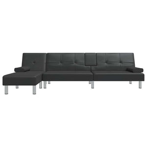 Divano Letto a L Nero 255x140x70 cm in Similpelle 3157265