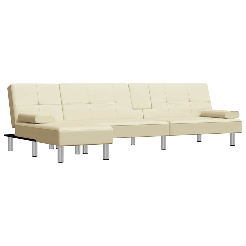 Divano Letto a L Crema 255x140x70 cm in Similpelle 3157266