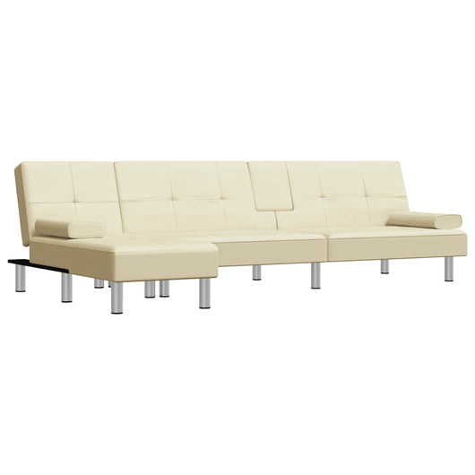 Divano Letto a L Crema 255x140x70 cm in Similpelle 3157266