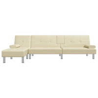 Divano Letto a L Crema 255x140x70 cm in Similpelle 3157266