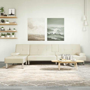 Divano Letto a L Crema 255x140x70 cm in Similpelle 3157266