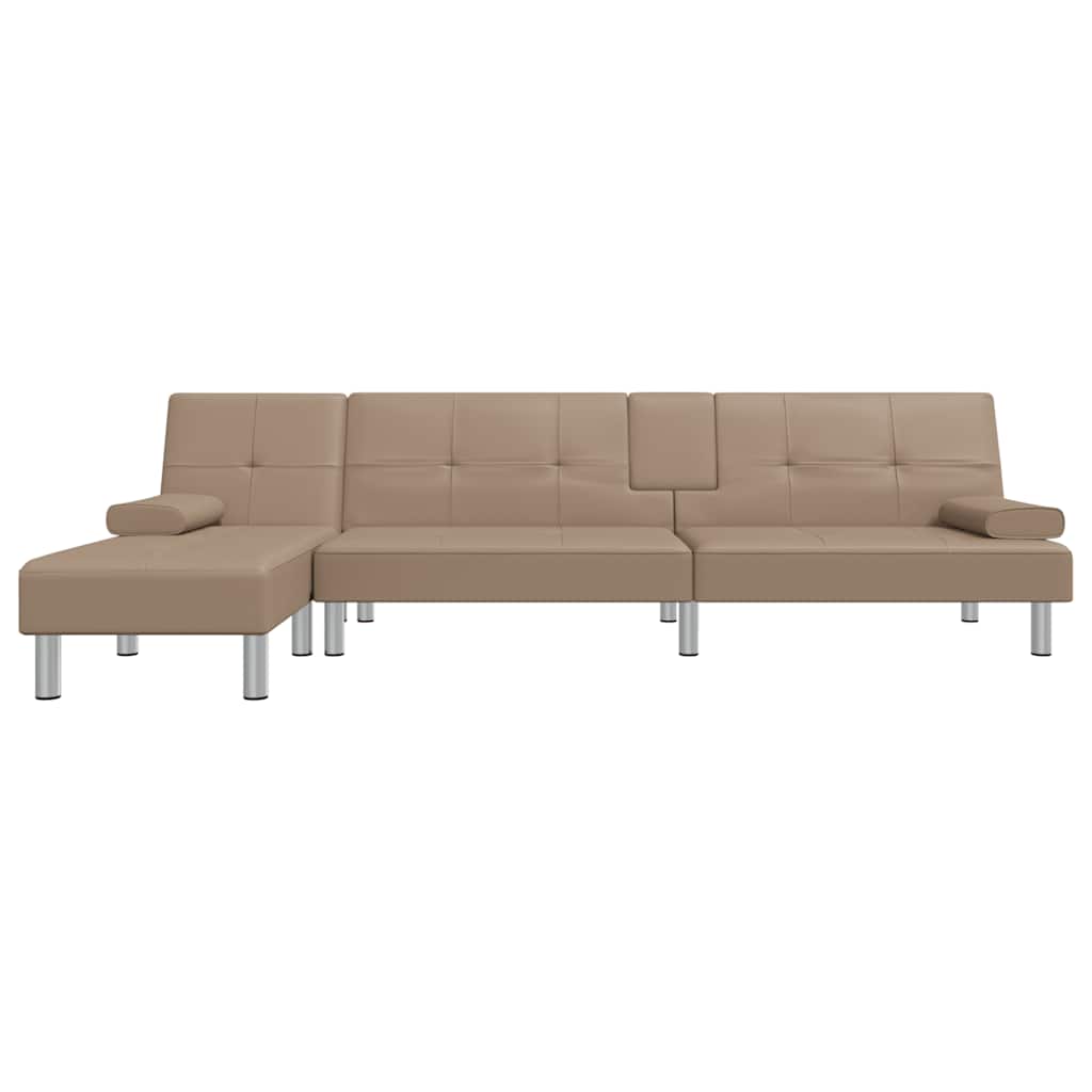 Divano Letto a L Cappuccino 255x140x70 cm in Similpelle 3157268