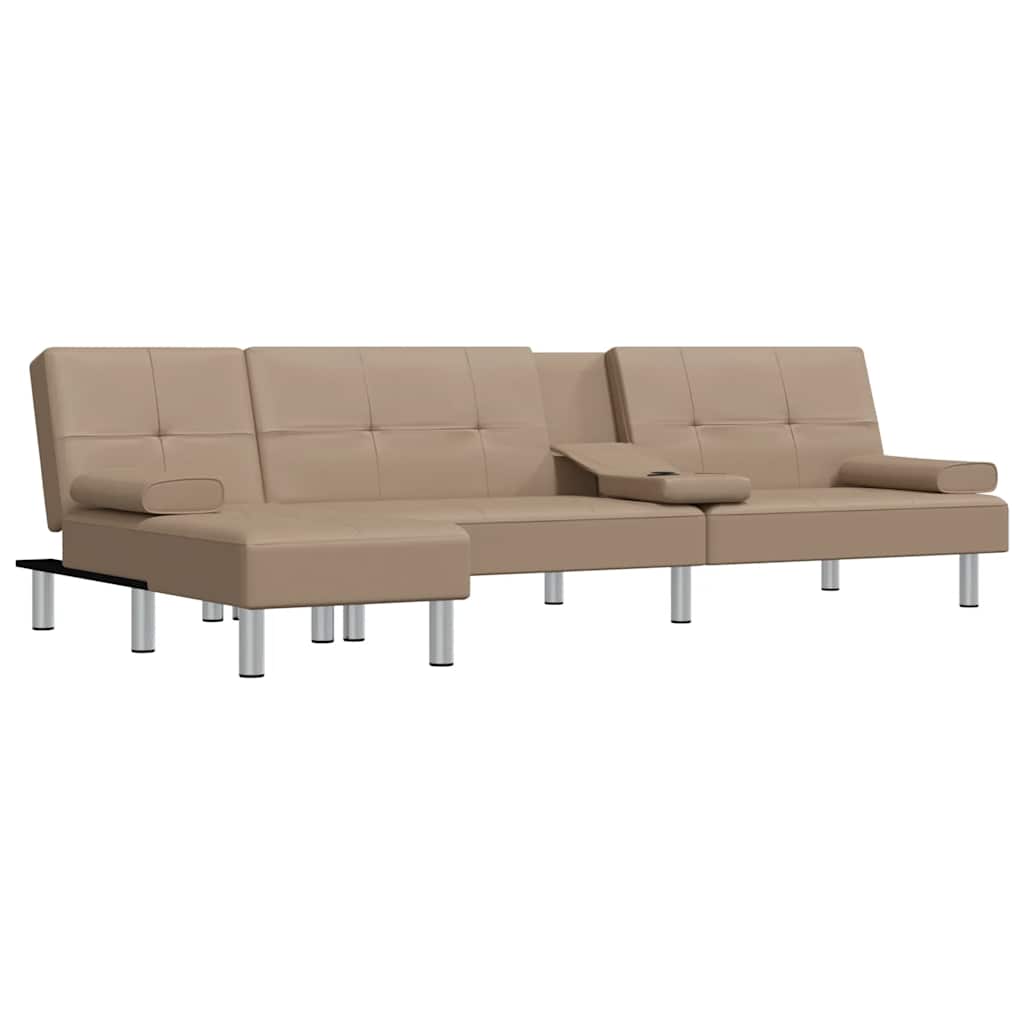 Divano Letto a L Cappuccino 255x140x70 cm in Similpelle 3157268