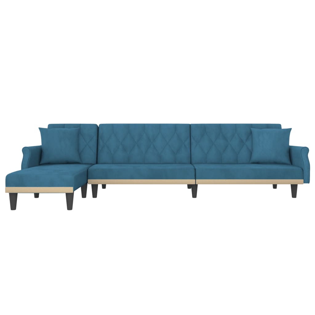 Divano Letto a L Blu 271x140x70 cm in Velluto 3157275