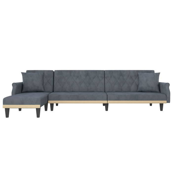 Divano Letto a L Grigio Scuro 271x140x70 cm in Velluto 3157277