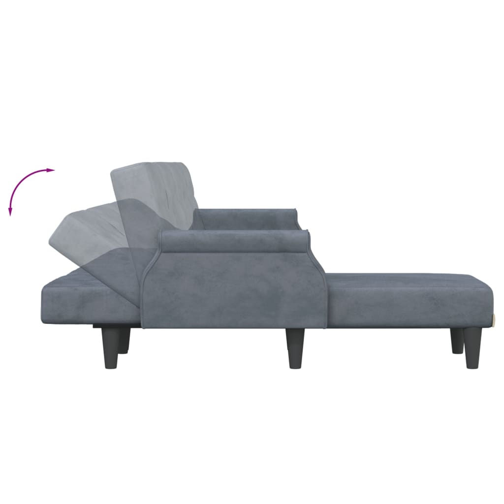 Divano Letto a L Grigio Scuro 271x140x70 cm in Velluto 3157277